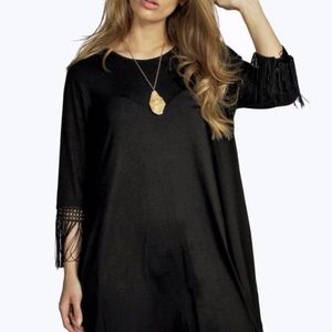 Boohoo Plus Swing Dress with Tassel Sleeve